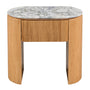 Vittoria Natural Stone Bedside Table - Arabescato Carrara Marble / Oak
