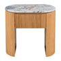 Vittoria Natural Stone Bedside Table - Ocean Storm Marble / Oak