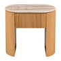 Vittoria Natural Stone Bedside Table - Persian Jade Travertine / Oak