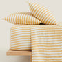 100% Linen Fitted Sheet - Yellow Stripes / Double