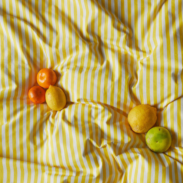 Limoncello Stripe Organic Cotton Fitted Sheet Life Interiors