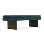 Umi Dark Walnut Bench - Danny Dust Blue Textured Weave / Dark Walnut