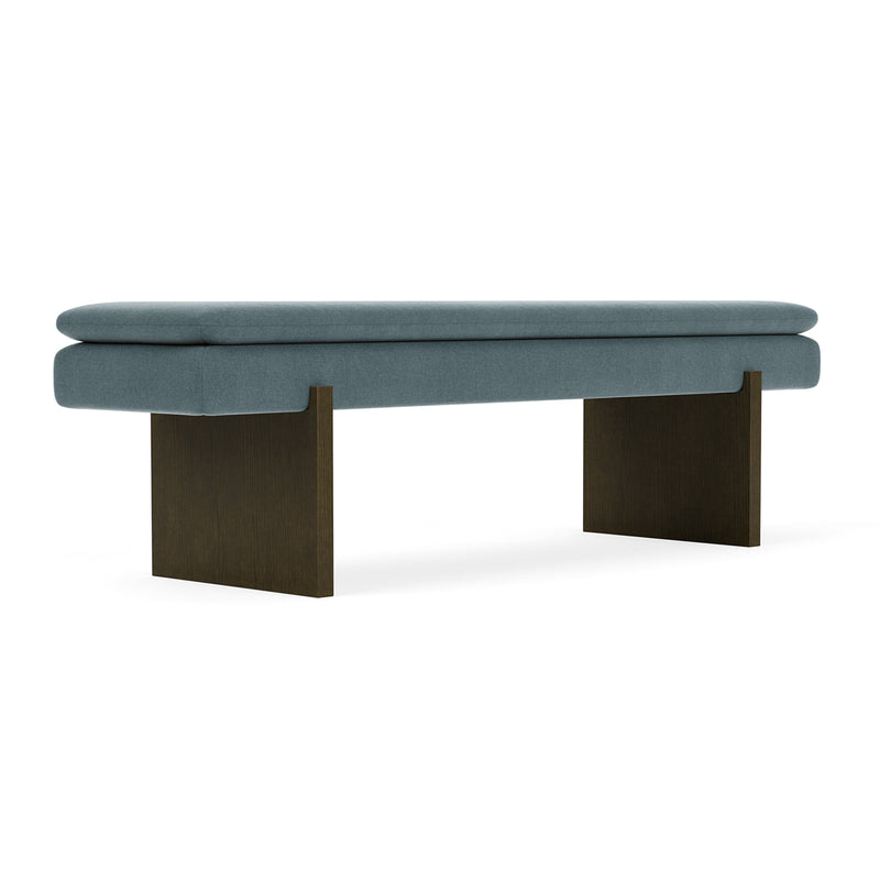 Forest Dust Blue Fabric / Dark Walnut