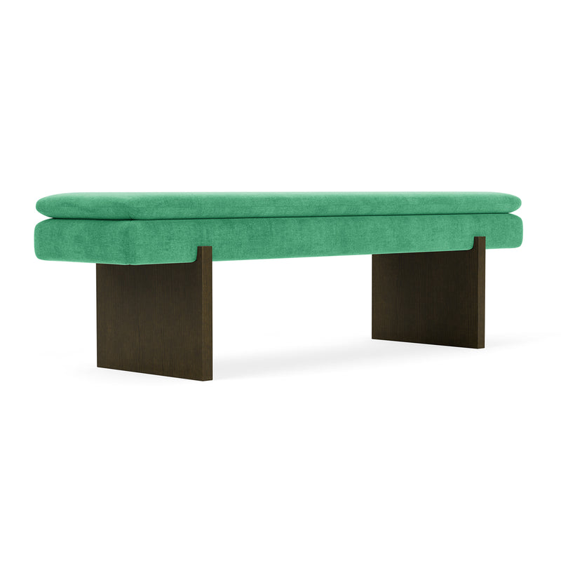 Moss Grass Green Fabric / Dark Walnut
