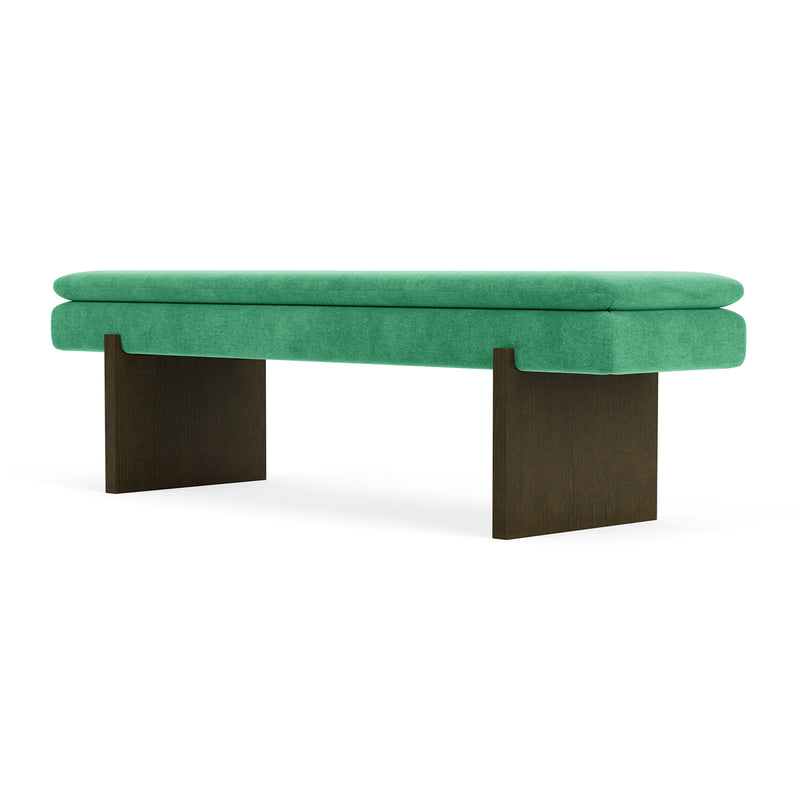 Moss Grass Green Fabric / Dark Walnut
