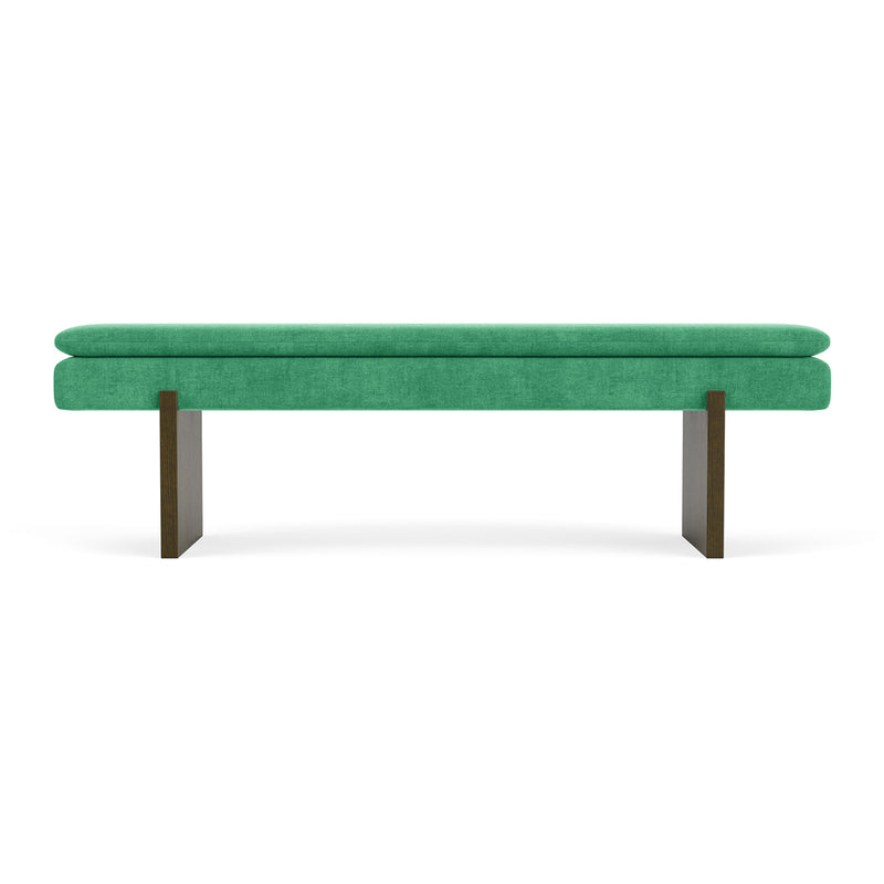 Moss Grass Green Fabric / Dark Walnut