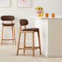 Alaska Leather Bar Stool - Chocolate Brown / Oak