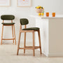 Alaska Leather Bar Stool - Olive Green / Oak