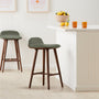 Capa Leather Bar Stool - Olive Green / Walnut