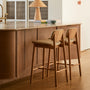 Lando Leather Bar Stool - Almond / Oak