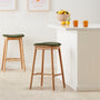 Lando Leather Backless Bar Stool - Olive Green / Oak