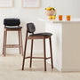 Lando Leather Bar Stool - Black / Walnut