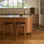Lando Leather Backless Bar Stool - Chocolate Brown / Walnut