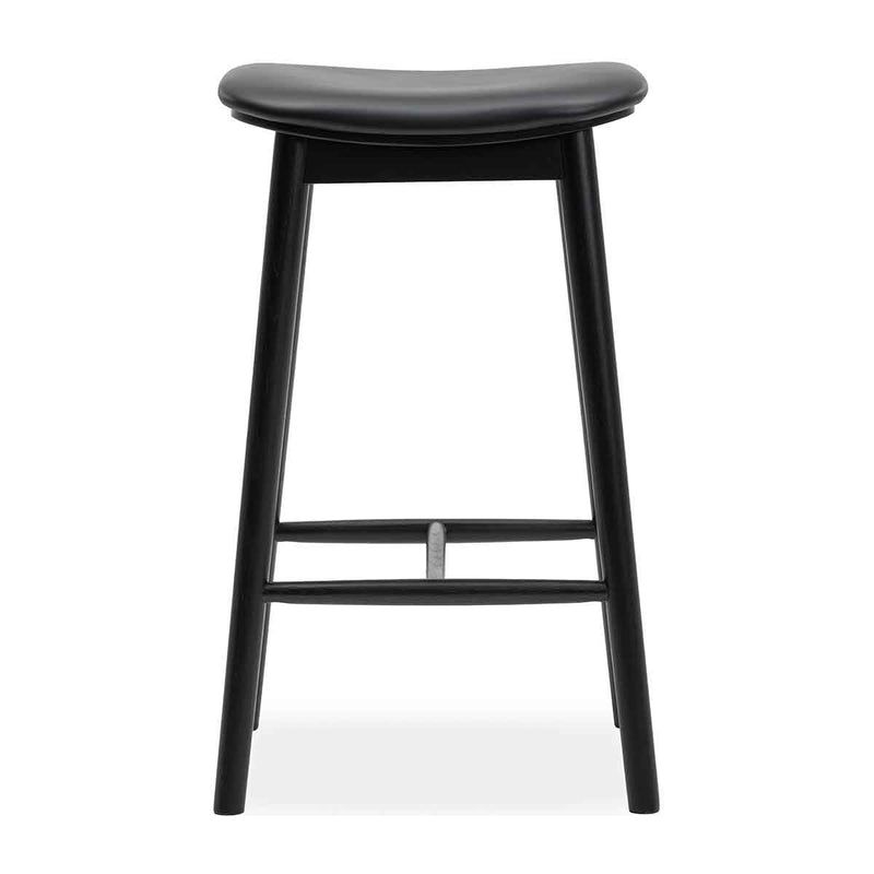 Lando Leather Backless Bar Stool (Black)