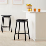 Lando Leather Backless Bar Stool (Black)