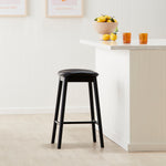 Lando Leather Backless Bar Stool (Black)