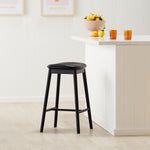 Lando Leather Backless Bar Stool (Black)