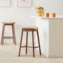 Lando Leather Backless Bar Stool - Almond / Walnut
