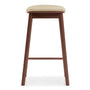 Lando Leather Backless Bar Stool - Almond / Walnut