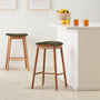 Lando Fabric Backless Bar Stool - Olive Moss / Oak