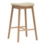 Lando Leather Backless Bar Stool - Almond / Oak