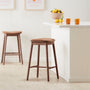 Lando Leather Backless Bar Stool - Tan / Walnut