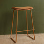 Hendrix Backless Bar Stool (Fabric) - Terracotta, Caramel Textured Weave / Terracotta