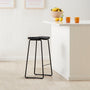 Hendrix Backless Bar Stool (Leather) - Black, Black Leather / Black