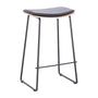 Hendrix Backless Bar Stool (Leather) - Oak, Black Leather / Black