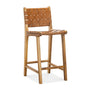 Evelyn Woven Leather Counter Barstool - Coco Tan