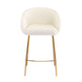 Avalon Boucle Bar Stool - White / Brushed Gold