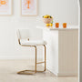 Blake Boucle Bar Stool - White / Brushed Gold
