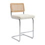 Blake Rattan Boucle Bar Stool - White / Chrome
