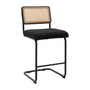 Blake Rattan Boucle Bar Stool - Charcoal / Black