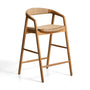 Derile Bar Stool - Beige / Natural Oak