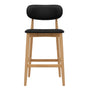 Aria Leather Bar Stool - Black / Ash