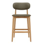 Aria Leather Bar Stool - Olive / Ash