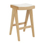 Cuba Leather Bar Stool - Cream / Ash