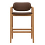 Hubert Leather Bar Stool - Chocolate Brown / Ash