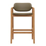 Hubert Leather Bar Stool - Olive / Ash