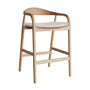 Noris Leather Bar Stool - Cream / Ash