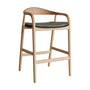 Noris Leather Bar Stool - Olive Green / Ash