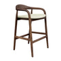 Noris Leather Bar Stool - Cream / Walnut