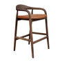 Noris Leather Bar Stool - Tan / Walnut