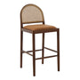 Capri Leather Arch Bar Stool - Light Tan Leather / Walnut