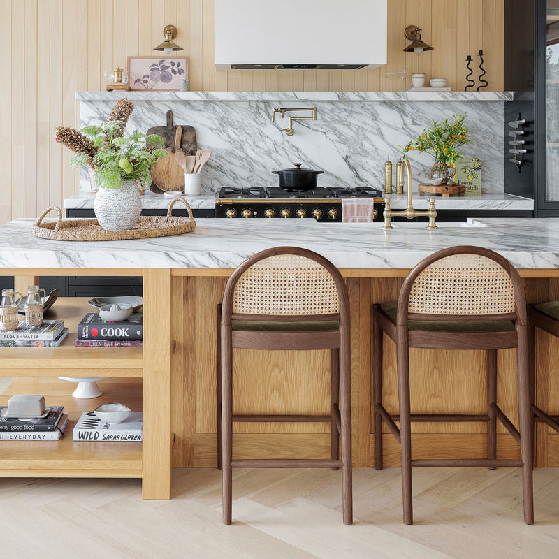 Olive Moss Fabric / Walnut