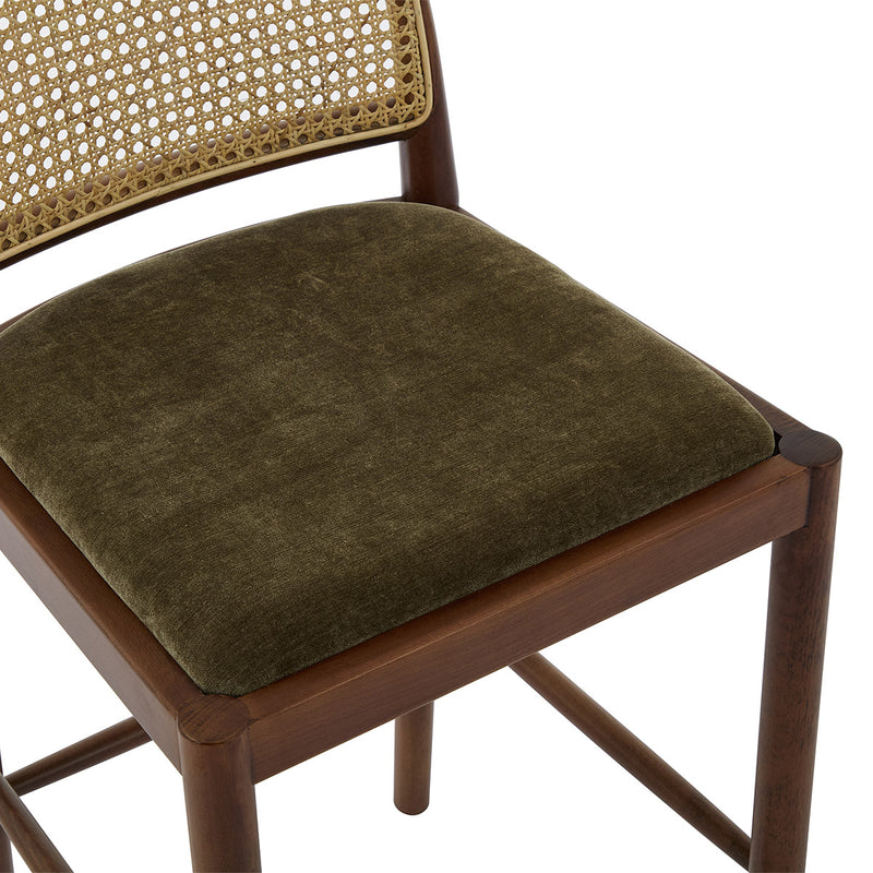 Olive Moss Fabric / Walnut