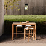 Jack Outdoor Bar Stool (Teak, Off White Fabric)