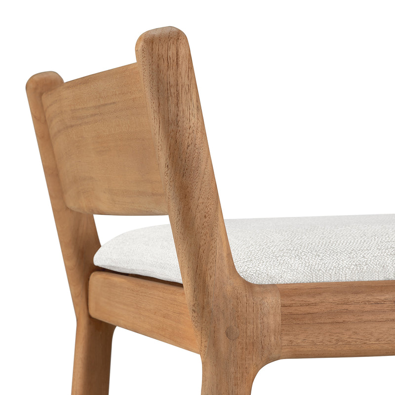 Jack Outdoor Bar Stool (Teak, Off White Fabric)
