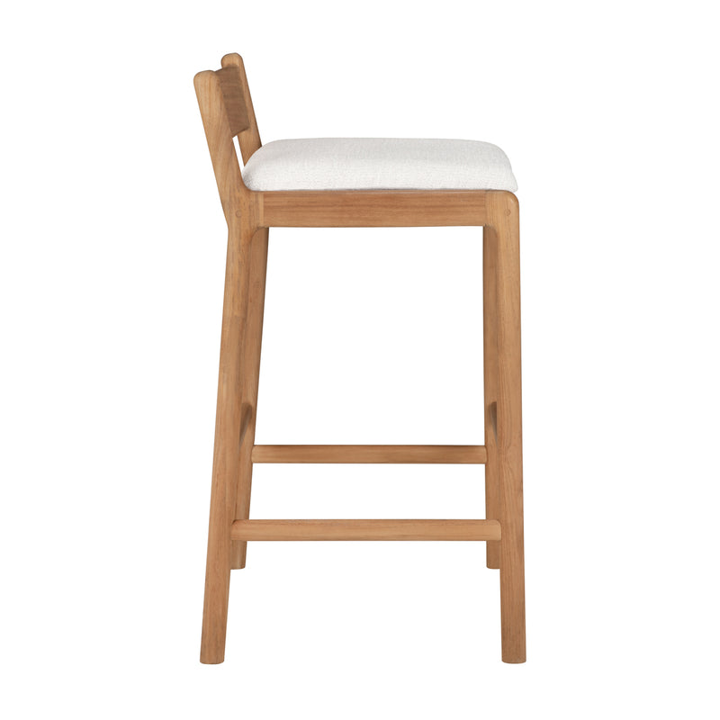 Jack Outdoor Bar Stool (Teak, Off White Fabric)